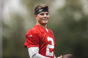 ZACH WILSON, SECOND-OVERALL DRAFT PICK, STRUGGLES IN INNER-TEAM SCRIMMAGE