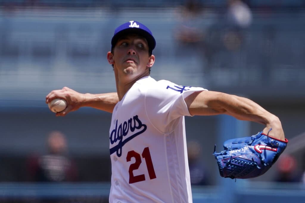 Media by Associated Press - Los Angeles Dodgers starting pitcher Walker Buehler throws to the plate during the first inning of a baseball game against the Arizona Diamondbacks Wednesday, May 18, 2022, in Los Angeles. (AP Photo/Mark J. Terrill)