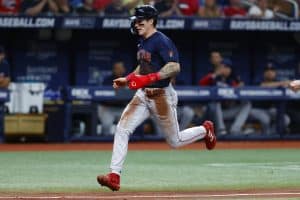 Media by Associated Press - Boston Red Sox's Jarren Duran scores on a wild pitch during the sixth inning of the team's baseball game against the Tampa Bay Rays on Thursday, July 14, 2022, in St. Petersburg, Fla. (AP Photo/Scott Audette)