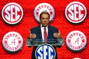 Media by Associated Press - Alabama head coach Nick Saban speaks during NCAA college football Southeastern Conference Media Days Tuesday, July 19, 2022, in Atlanta. (AP Photo/John Bazemore)