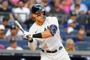 Media by Associated Press - New York Yankees' Aaron Judge during the first inning of a baseball game against the Tampa Bay Rays Tuesday, Aug. 16, 2022, in New York. (AP Photo/Frank Franklin II)