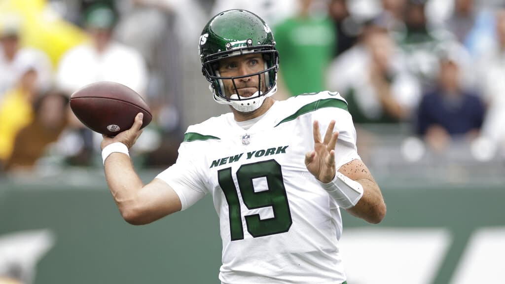 Media by Associated Press - New York Jets quarterback Joe Flacco during the second half of an NFL football game against the Baltimore Ravens Sunday, Sept. 11, 2022, in East Rutherford, N.J. (AP Photo/Adam Hunger)