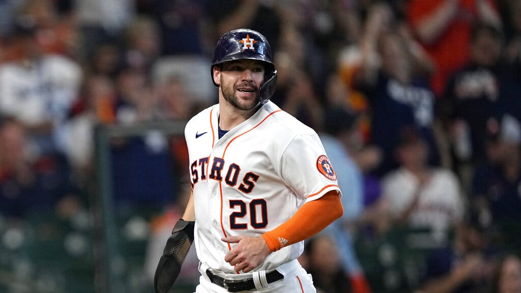 Media by Associated Press - Houston Astros' Chas McCormick scores against the Philadelphia Phillies during the third inning of a baseball game Wednesday, Oct. 5, 2022, in Houston. (AP Photo/David J. Phillip)