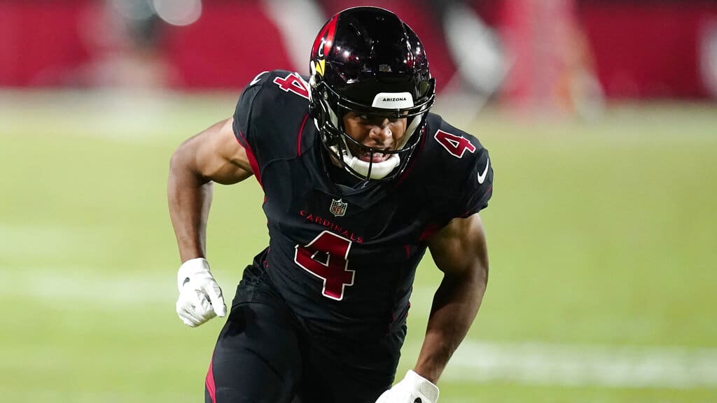 Media by Associated Press - Arizona Cardinals wide receiver Rondale Moore runs a pass route against the New Orleans Saints during the second half of an NFL football game, Thursday, Oct. 20, 2022, in Glendale, Ariz. (AP Photo/Ross D. Franklin)