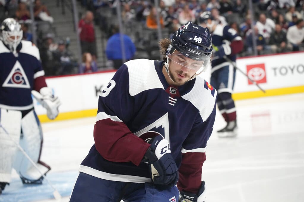 Media by Associated Press - Colorado Avalanche defenseman Samuel Girard (49) in the second period of an NHL hockey game Wednesday, Oct. 19, 2022, in Denver. (AP Photo/David Zalubowski)