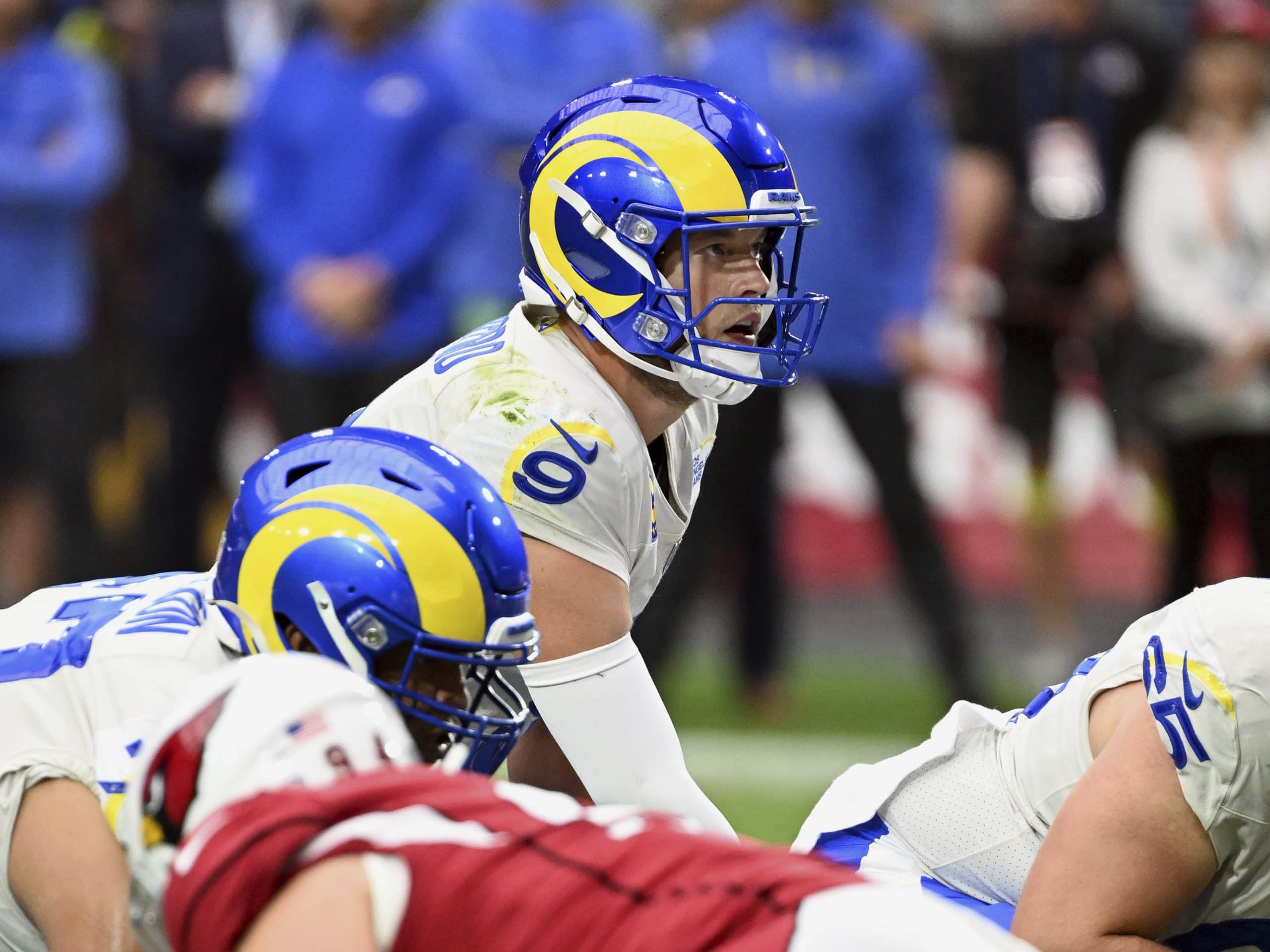 Media by Associated Press - Los Angeles Rams quarterback Matthew Stafford (9) behind center during an NFL football game against the Arizona Cardinals, Sunday, September 25, 2022 in Glendale, Ariz. The Rams defeated the Cardinals 20-12. (John Cordes/AP Images for Panini)