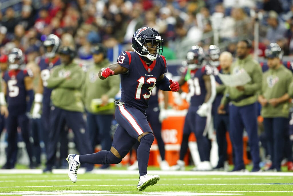 Media by Associated Press - Houston Texans wide receiver Brandin Cooks (13) runs a pass route during an NFL game against the Washington Commanders on Sunday, November 20, 2022, in Houston. (AP Photo/Matt Patterson)