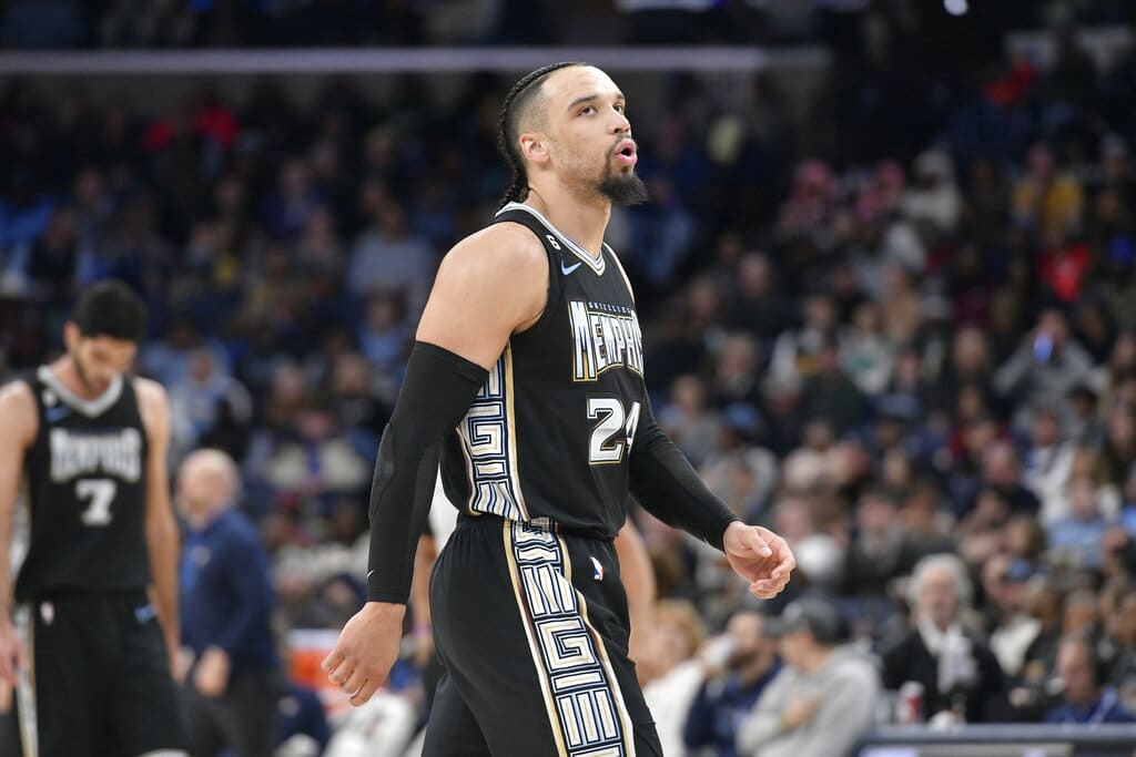 Media by Associated Press - Memphis Grizzlies forward Dillon Brooks (24) stands on the court in the second half of an NBA basketball game against the Oklahoma City Thunder Friday, Nov. 18, 2022, in Memphis, Tenn. (AP Photo/Brandon Dill)