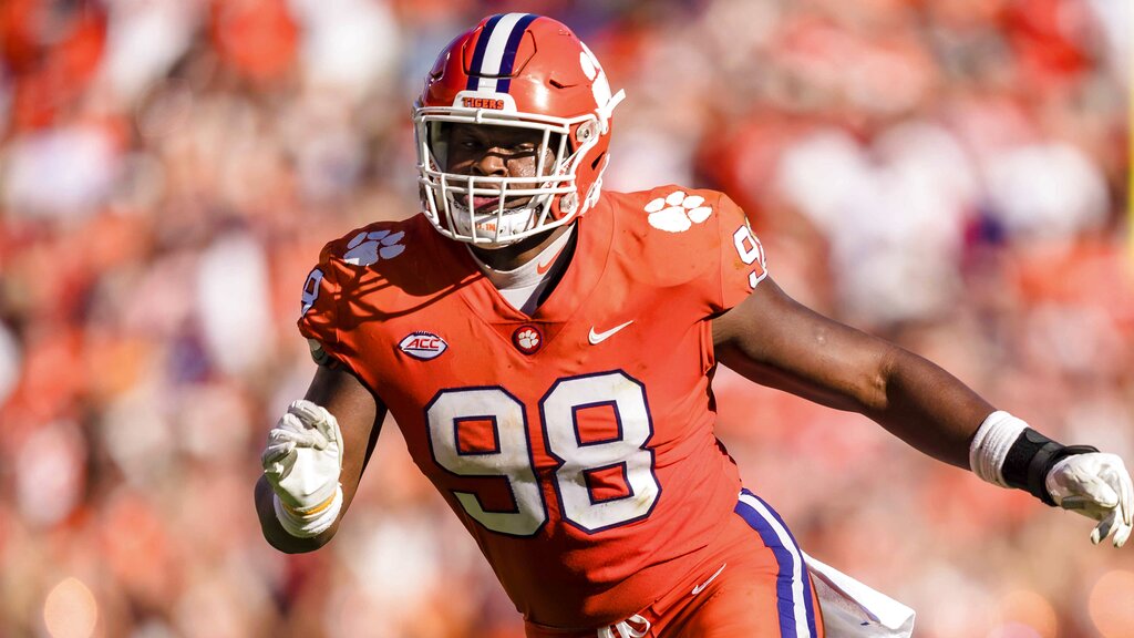 Media by Associated Press - Clemson defensive end Myles Murphy (98) plays against South Carolina during an NCAA college football game on Saturday, Nov. 26, 2022, in Clemson, S.C. (AP Photo/Jacob Kupferman)