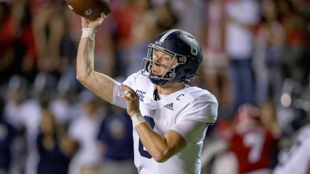 Media by Associated Press - Georgia Southern quarterback Kyle Vantrease (6) throws during an NCAA football game against Louisiana Lafayette on Thursday, Nov. 10, 2022, in Lafayette, La. (AP Photo/Matthew Hinton)