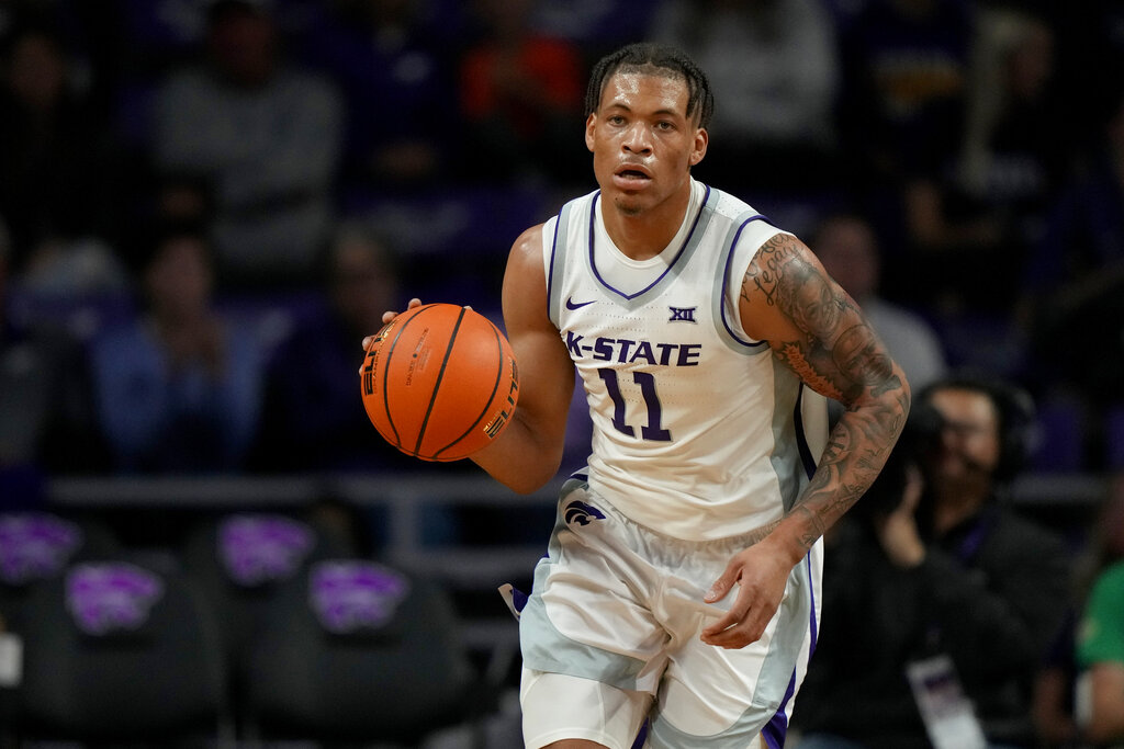 Media by Associated Press - Kansas State forward Keyontae Johnson drives during the first half of an NCAA college basketball game against Texas-Rio Grande Valley Monday, Nov. 7, 2022, in Manhattan, Kan. On Dec. 12, 2020, Johnson collapsed on the court while playing for Florida in a game against rival Florida State. (AP Photo/Charlie Riedel)