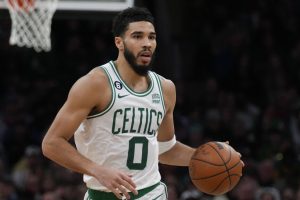 Media by Associated Press - Boston Celtics forward Jayson Tatum (0) during an NBA basketball game, Monday, Jan. 9, 2023, in Boston. (AP Photo/Charles Krupa)