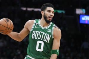 Media by Associated Press - Boston Celtics forward Jayson Tatum (0) during an NBA basketball game, Wednesday, Jan. 11, 2023, in Boston. (AP Photo/Charles Krupa)