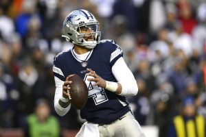 Media by Associated Press - Dallas Cowboys quarterback Dak Prescott (4) in action during the first half of an NFL football game against the Washington Commanders, Sunday, Jan. 8, 2023, in Landover, Md. (AP Photo/Nick Wass)