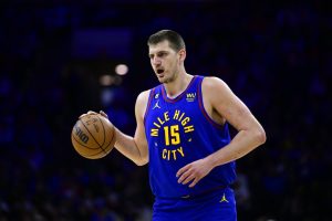 Media by Associated Press - Denver Nuggets' Nikola Jokic in action during an NBA basketball game against the Philadelphia 76ers, Saturday, Jan. 28, 2023, in Philadelphia. (AP Photo/Derik Hamilton)