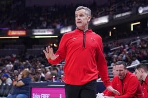 Media by Associated Press - Chicago Bulls head coach Billy Donovan watches during the second half of an NBA basketball game against the Indiana Pacers, Wednesday, Feb. 15, 2023, in Indianapolis. (AP Photo/Darron Cummings)