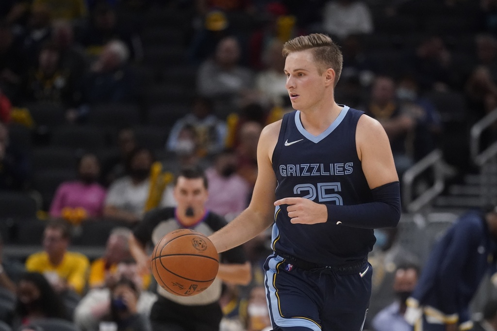 Media by Associated Press - FILE - Memphis Grizzlies' Sam Merrill (25) dribbles during the second half of an NBA preseason basketball game against the Indiana Pacers, Oct. 13, 2021, in Indianapolis. The Cleveland Cavaliers signed Merrill to a multi-year contract on Tuesday, March 14, 2023, filling their open roster spot as they near clinching a playoff berth. (AP Photo/Darron Cummings, File)