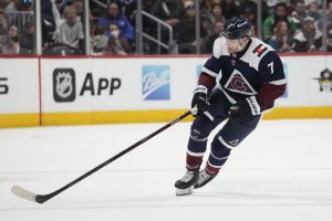 Media by Associated Press - Colorado Avalanche defenseman Devon Toews (7) in the third period of an NHL hockey game Saturday, March 11, 2023, in Denver. (AP Photo/David Zalubowski)