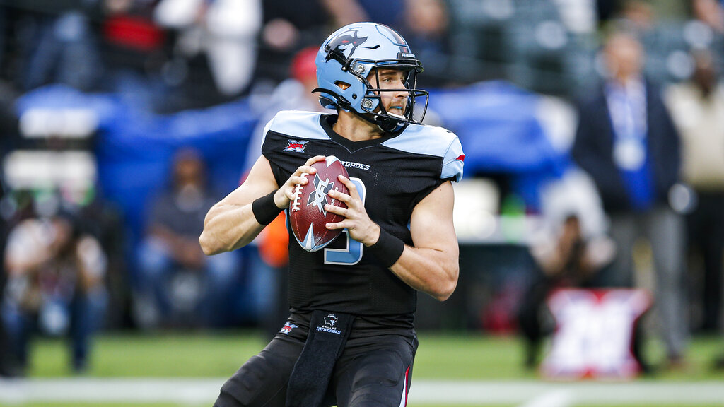 Media by Associated Press - Dallas Renegades quarterback Philip Nelson (9) during an XFL football game against the St. Louis Battlehawks, Sunday, Feb. 9, 2020, in Arlington, Texas. St. Louis won 15-9. (AP Photo/Brandon Wade)